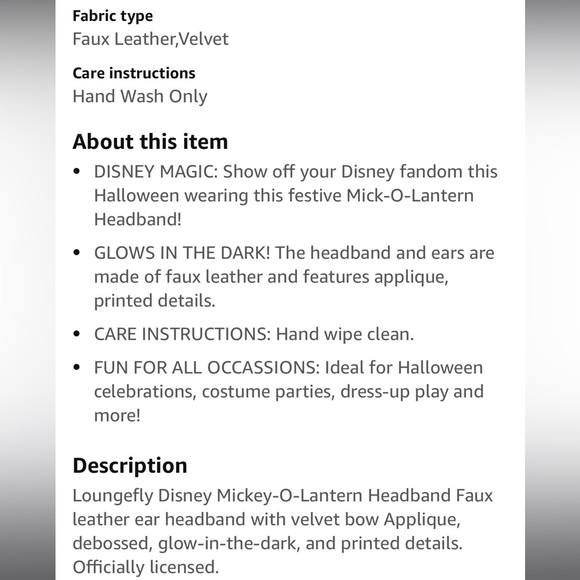 Disney Loungefly Mick-O-Lantern *Glow in the Dark* Headband 🧡🖤🧡🖤 - Picture 5 of 6